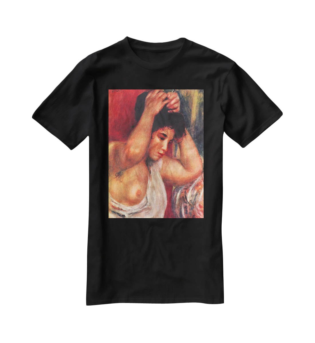 Young woman hairdressing by Renoir T-Shirt - Canvas Art Rocks - 1