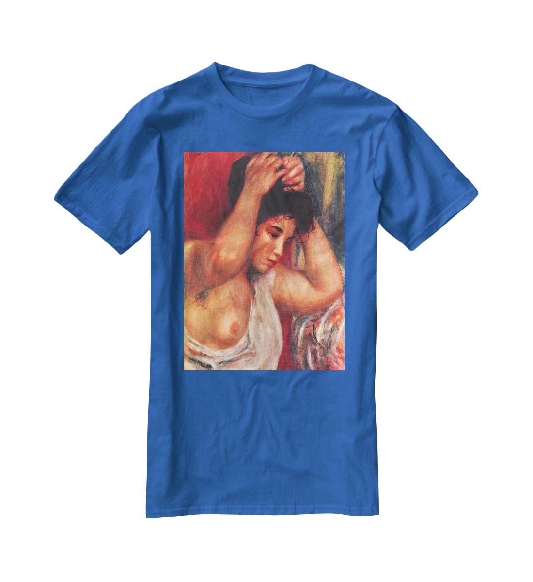 Young woman hairdressing by Renoir T-Shirt - Canvas Art Rocks - 2