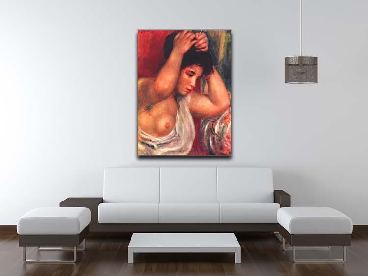 Young woman hairdressing by Renoir Canvas Print or Poster - Canvas Art Rocks - 4