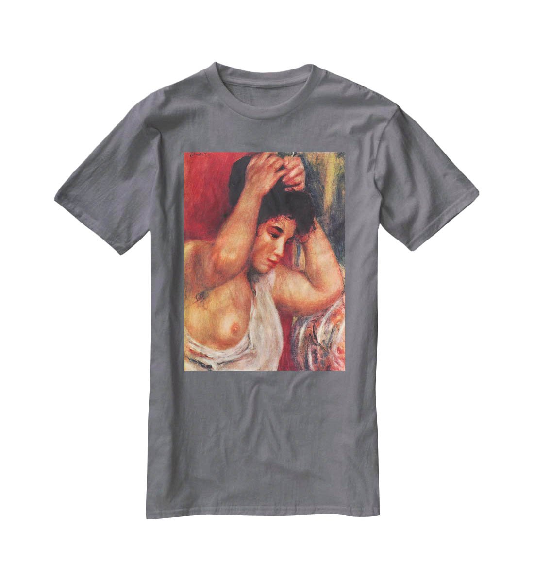 Young woman hairdressing by Renoir T-Shirt - Canvas Art Rocks - 3