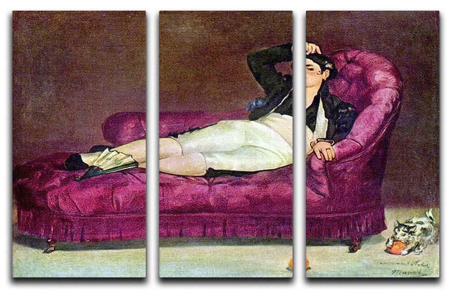 Young woman in Spanish dress by Manet 3 Split Panel Canvas Print - Canvas Art Rocks - 1