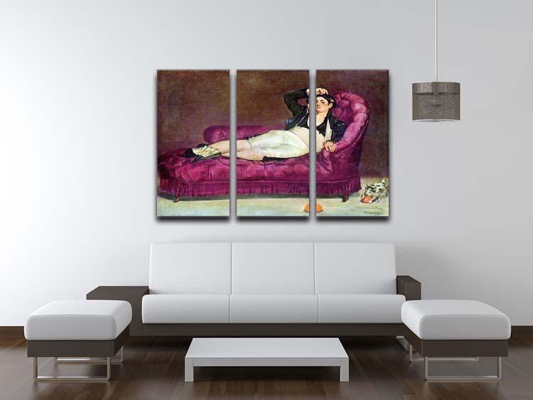 Young woman in Spanish dress by Manet 3 Split Panel Canvas Print - Canvas Art Rocks - 3
