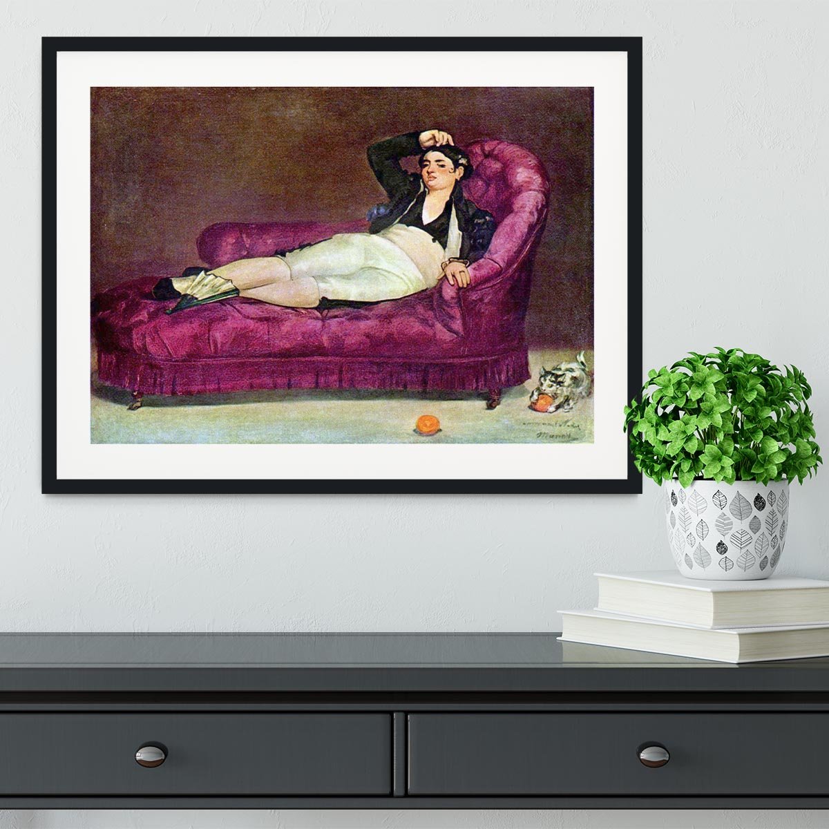Young woman in Spanish dress by Manet Framed Print - Canvas Art Rocks - 1