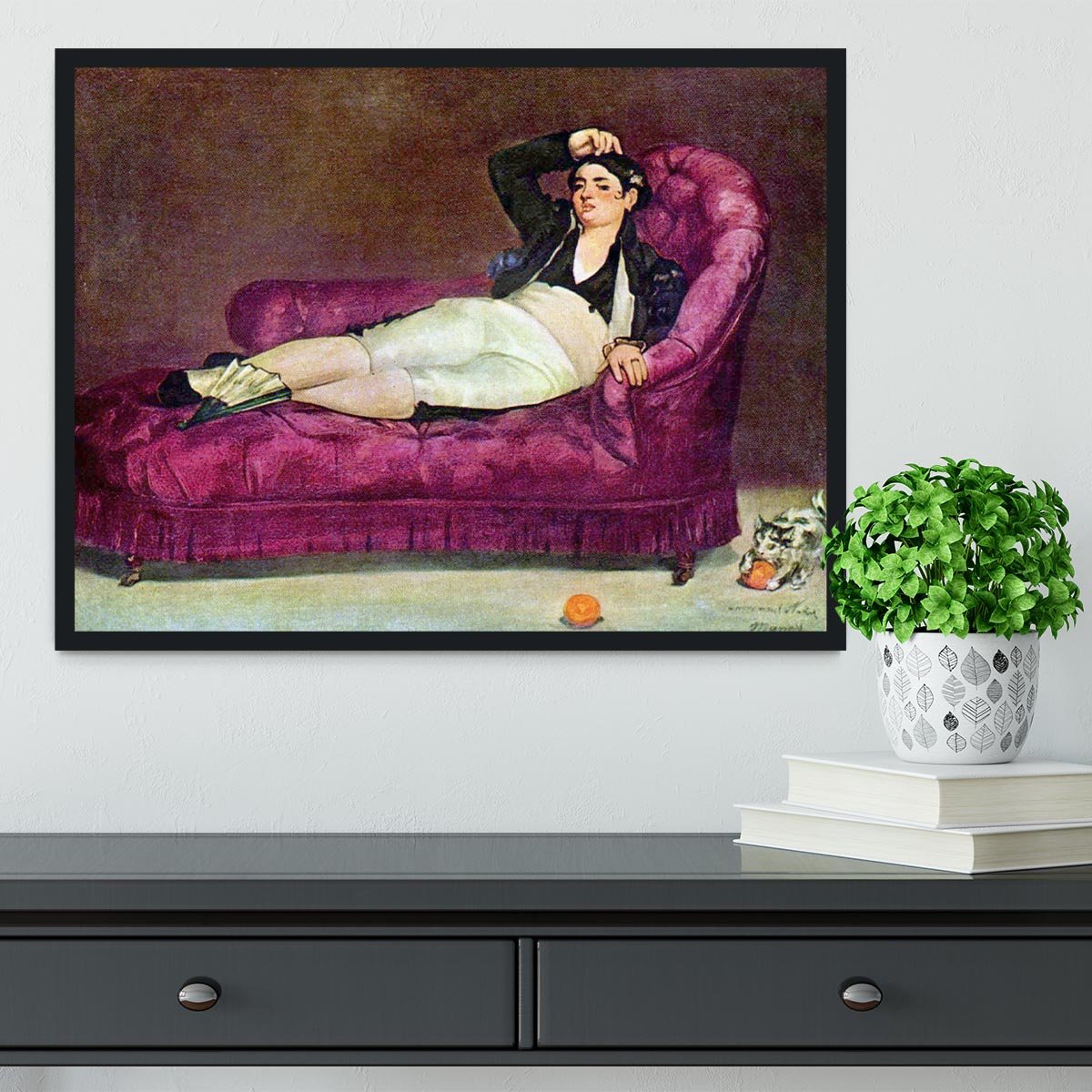 Young woman in Spanish dress by Manet Framed Print - Canvas Art Rocks - 2