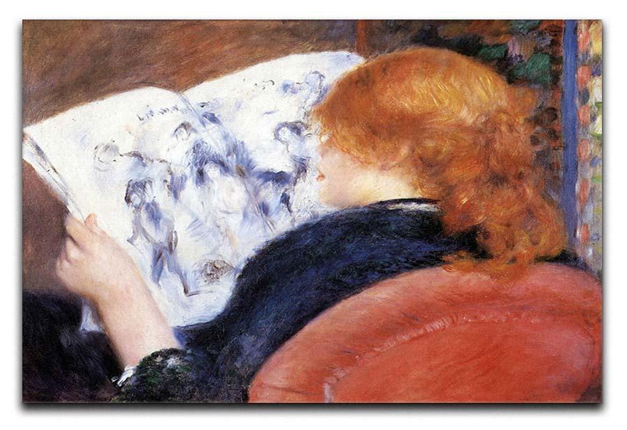 Young woman reads illustrated journal by Renoir Canvas Print or Poster  - Canvas Art Rocks - 1