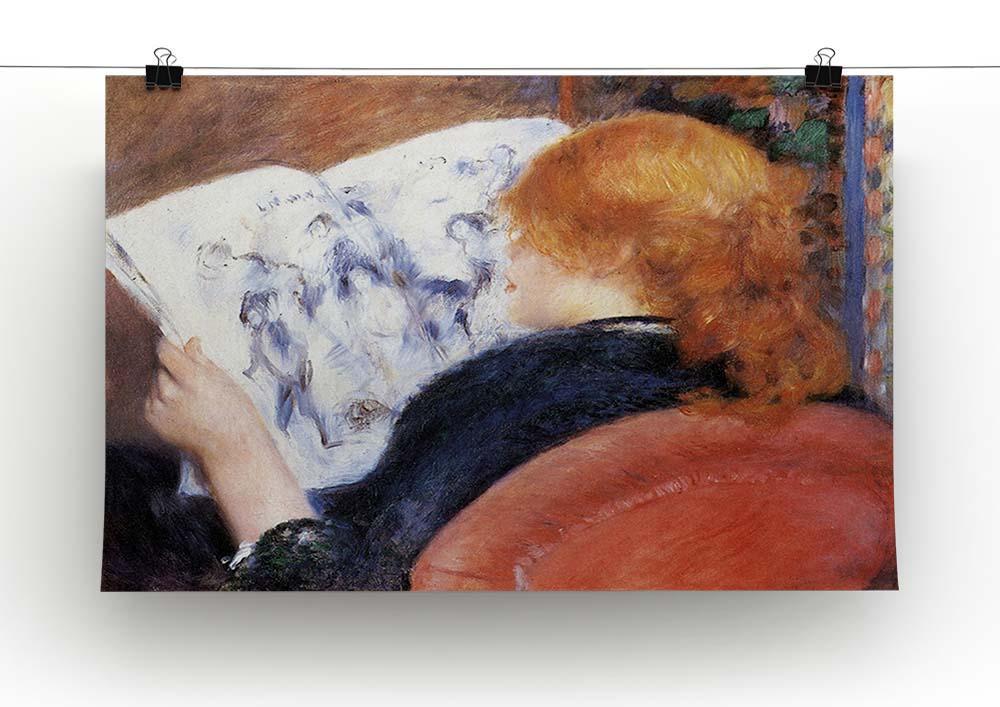 Young woman reads illustrated journal by Renoir Canvas Print or Poster - Canvas Art Rocks - 2