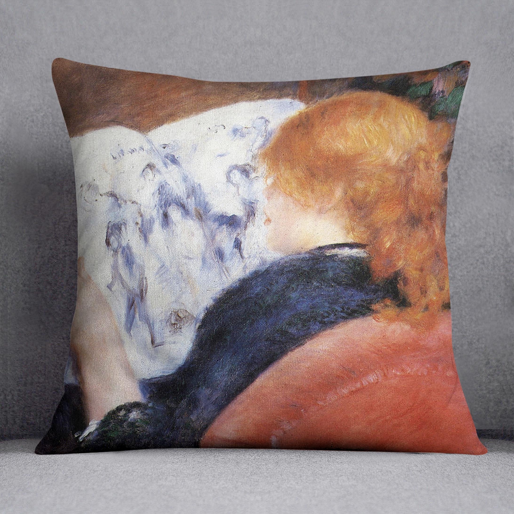 Young woman reads illustrated journal by Renoir Throw Pillow