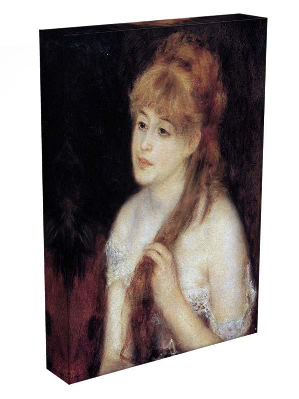 Young woman strokes her hair by Renoir Canvas Print or Poster - Canvas Art Rocks - 3
