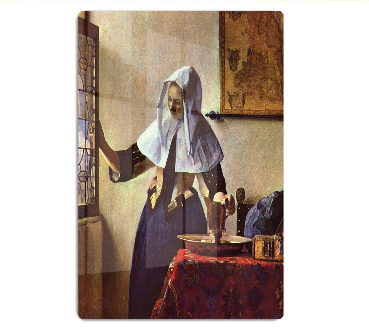 Young woman with a water jug at the window by Vermeer HD Metal Print - Canvas Art Rocks - 1