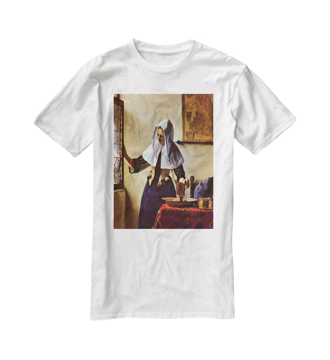 Young woman with a water jug at the window by Vermeer T-Shirt - Canvas Art Rocks - 5