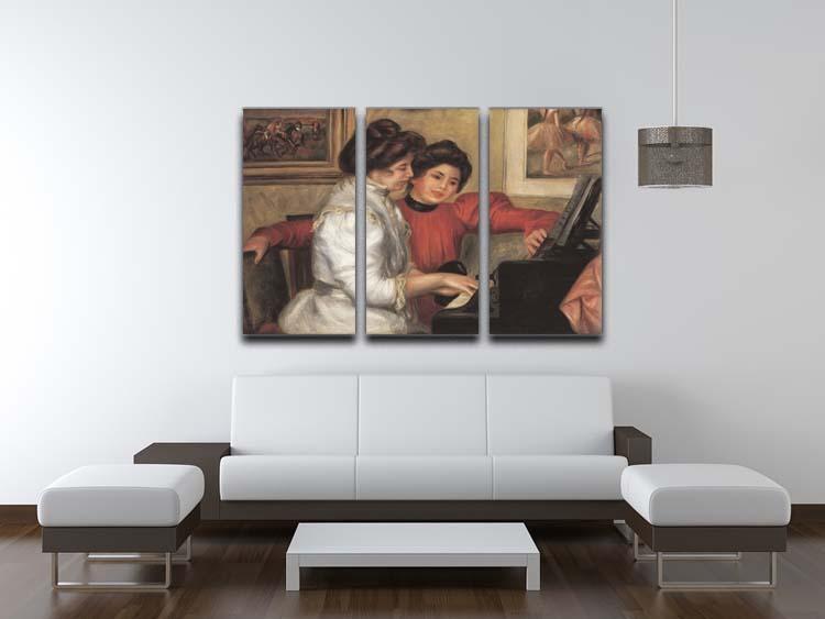 Yvonne and Christine Lerolle at the piano by Renoir 3 Split Panel Canvas Print - Canvas Art Rocks - 3