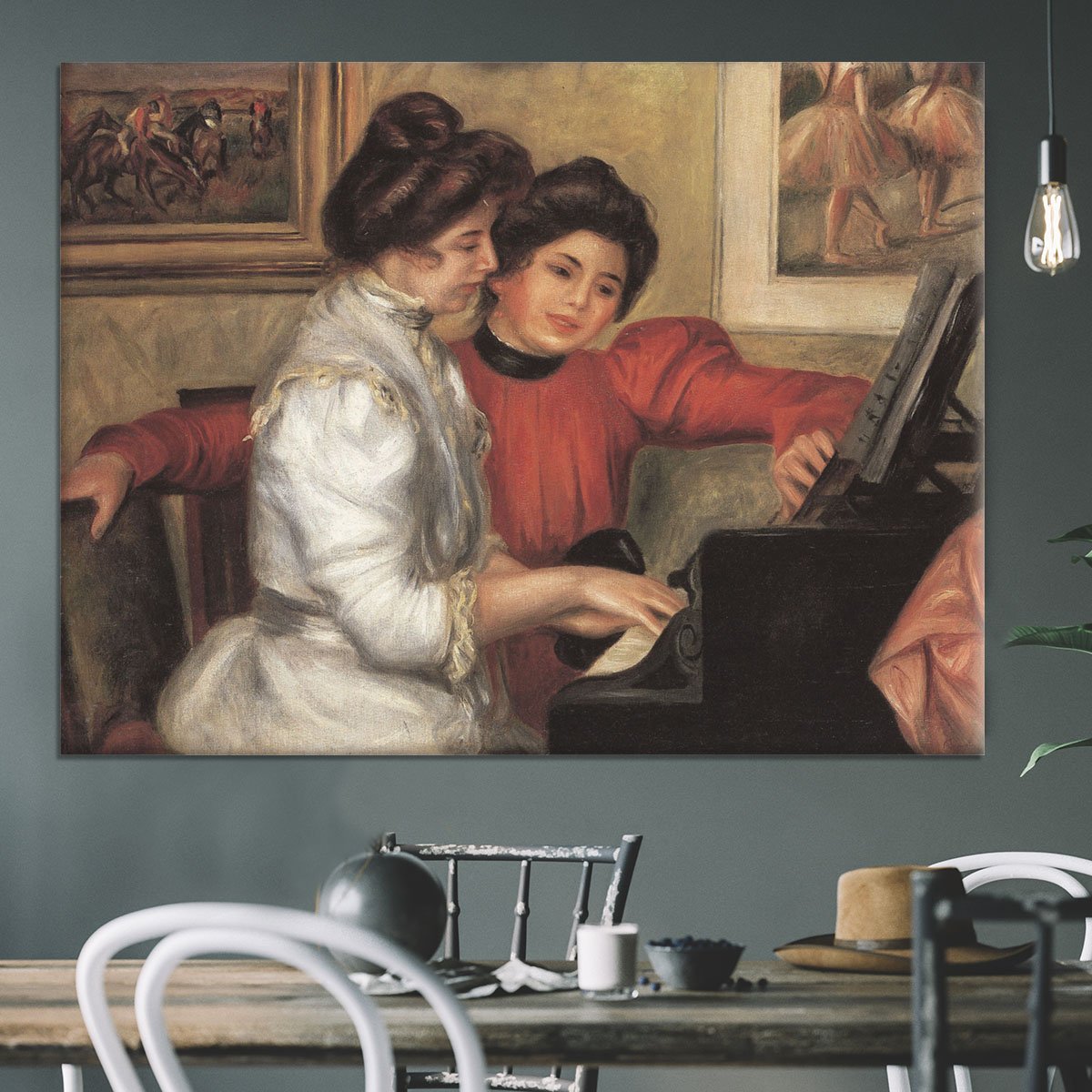 Yvonne and Christine Lerolle at the piano by Renoir Canvas Print or Poster