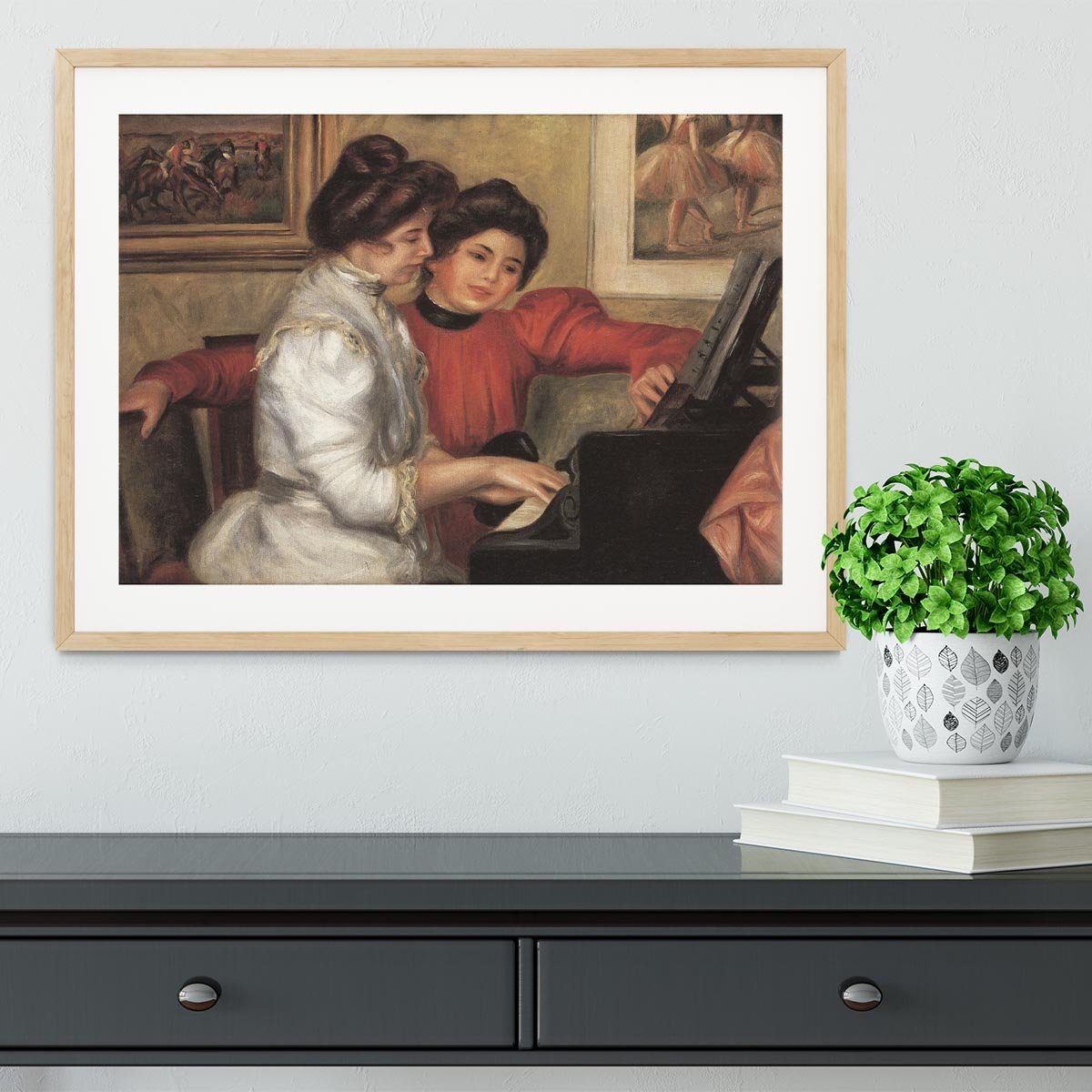 Yvonne and Christine Lerolle at the piano by Renoir Framed Print - Canvas Art Rocks - 3