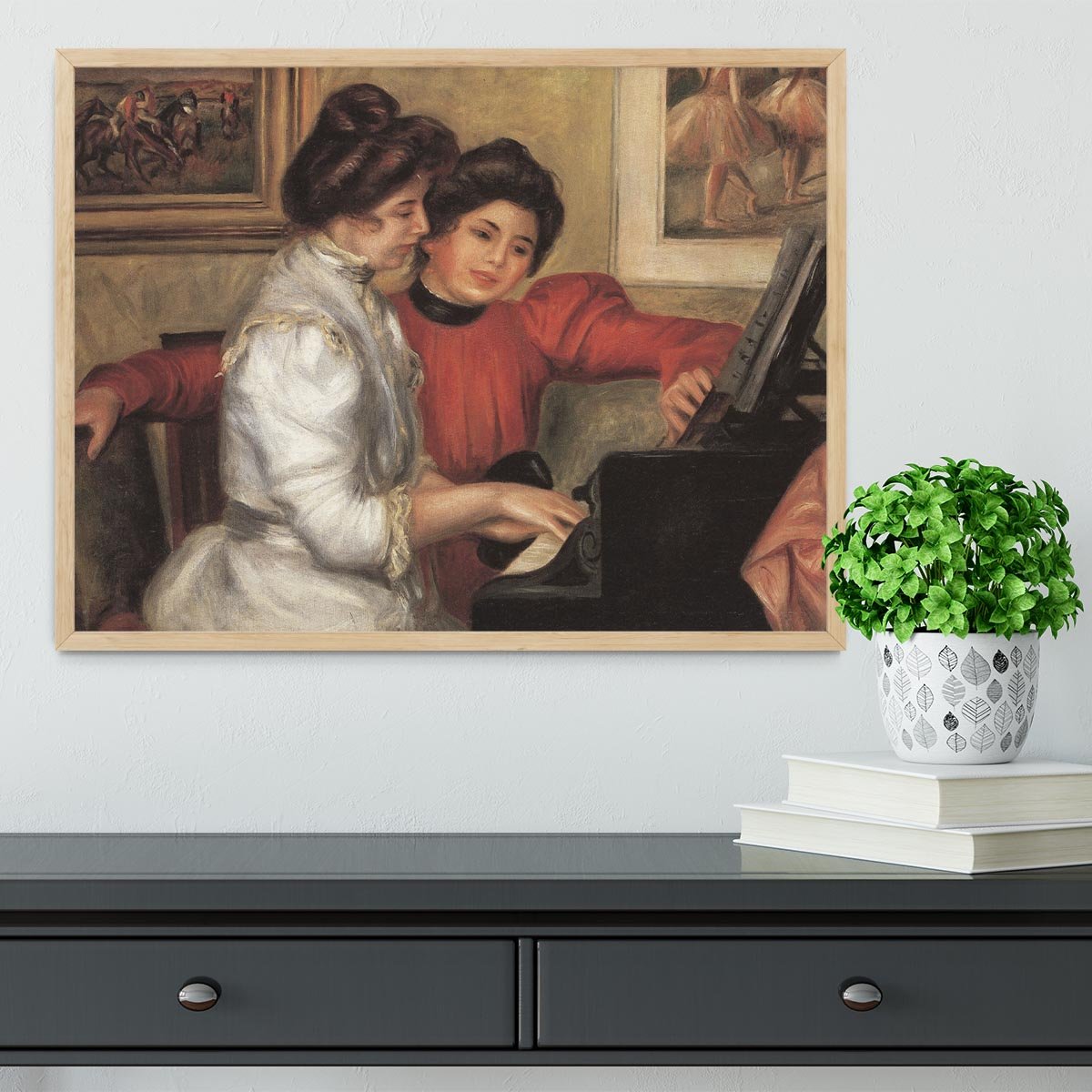 Yvonne and Christine Lerolle at the piano by Renoir Framed Print - Canvas Art Rocks - 4