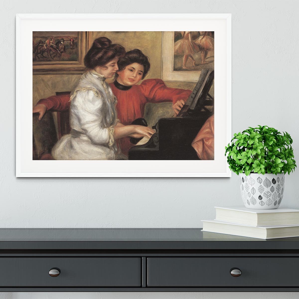 Yvonne and Christine Lerolle at the piano by Renoir Framed Print - Canvas Art Rocks - 5