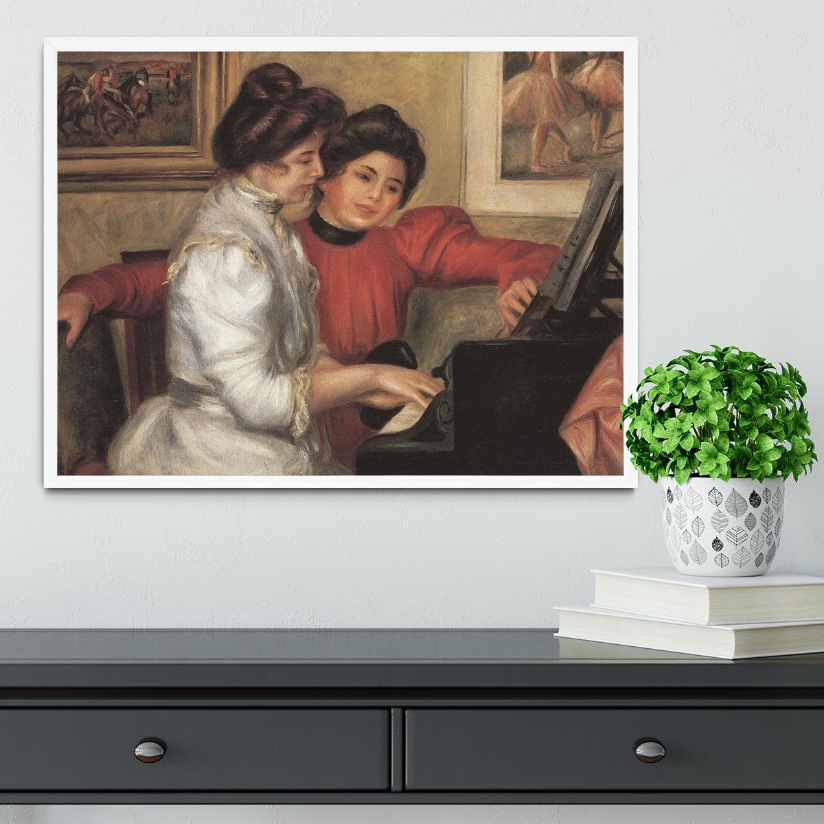 Yvonne and Christine Lerolle at the piano by Renoir Framed Print - Canvas Art Rocks -6