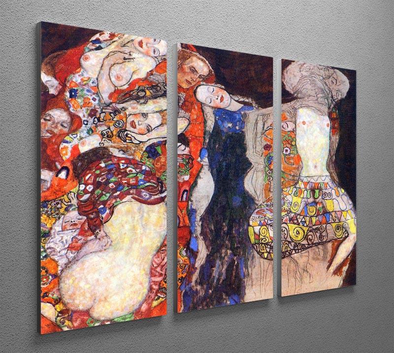 adorn the bride with veil and wreath by Klimt 3 Split Panel Canvas Print - Canvas Art Rocks - 2