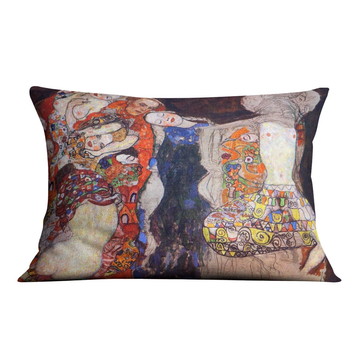 adorn the bride with veil and wreath by Klimt Throw Pillow