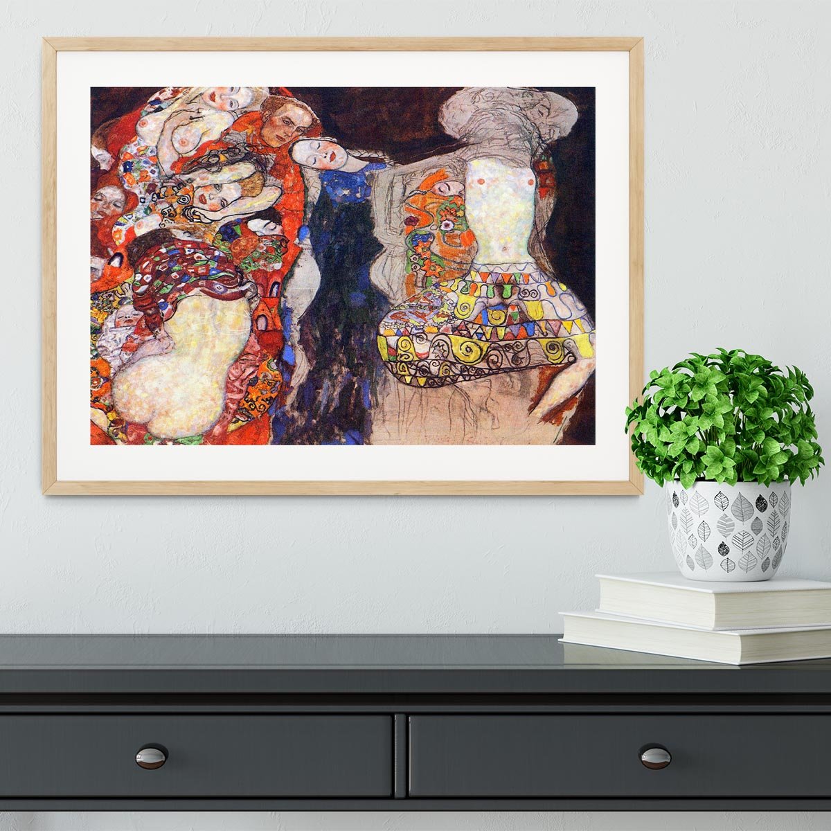 adorn the bride with veil and wreath by Klimt Framed Print - Canvas Art Rocks - 3