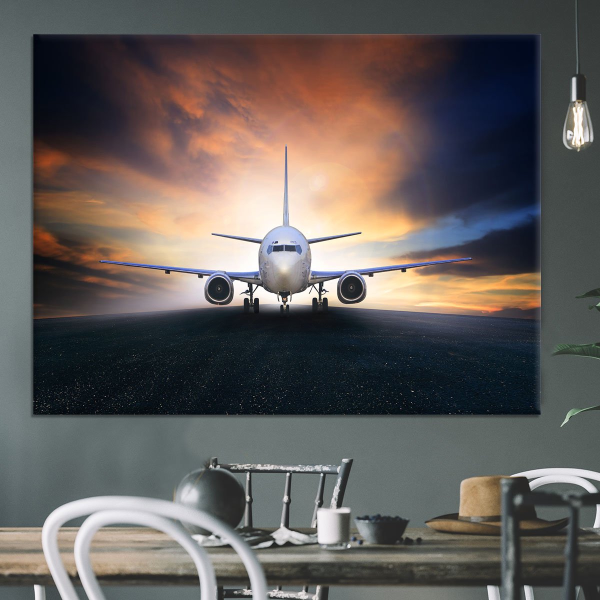air plane preparing to take off Canvas Print or Poster