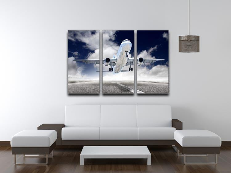 airplane take-off 3 Split Panel Canvas Print - Canvas Art Rocks - 3