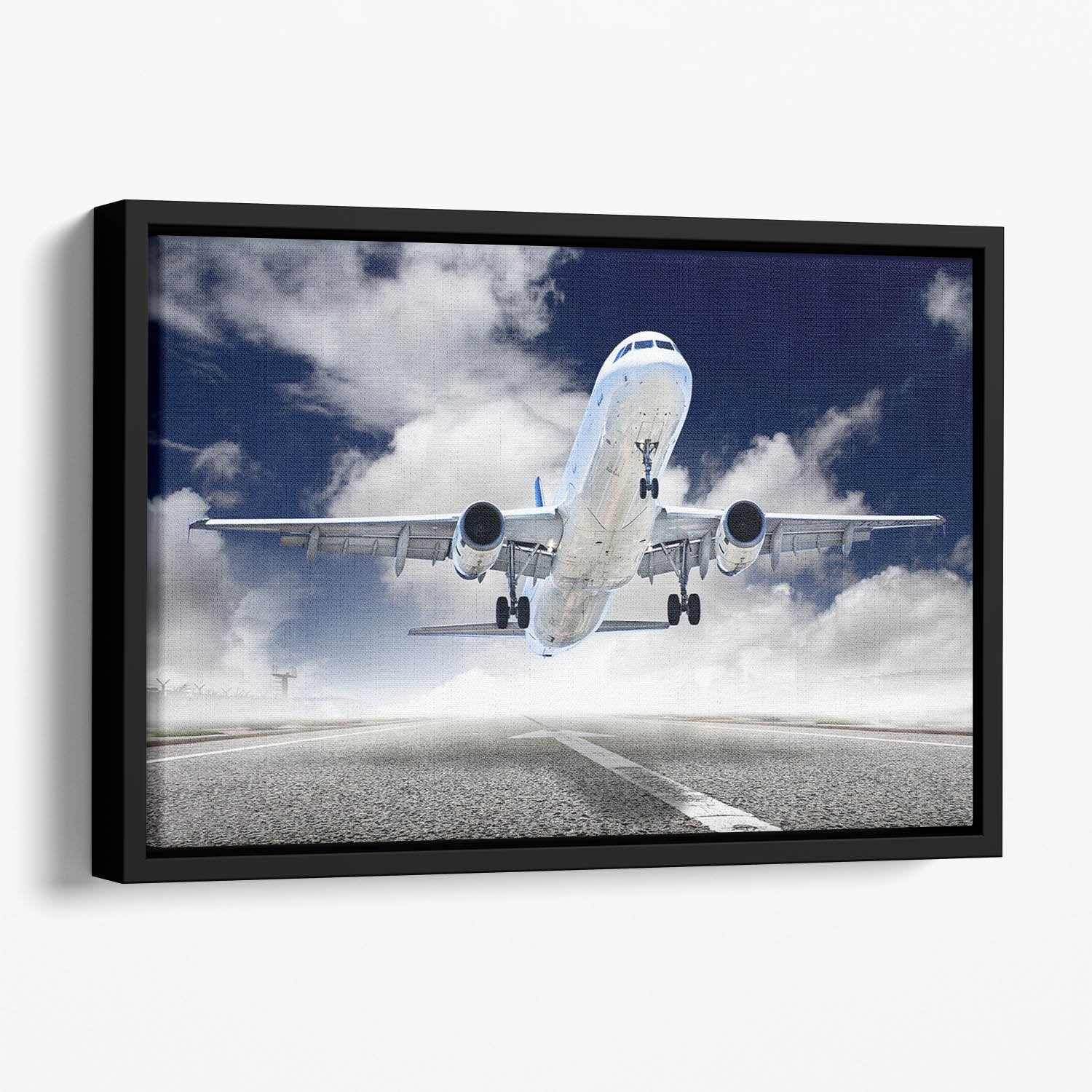 airplane take-off Floating Framed Canvas
