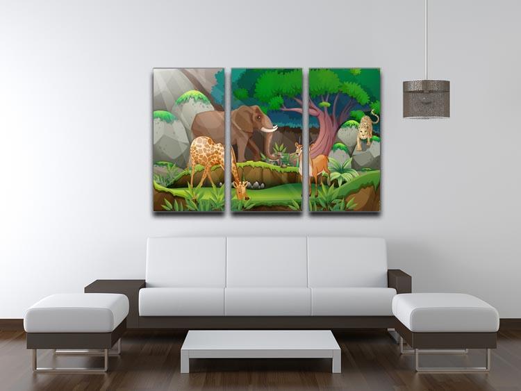 animals in the jungle 3 Split Panel Canvas Print - Canvas Art Rocks - 3