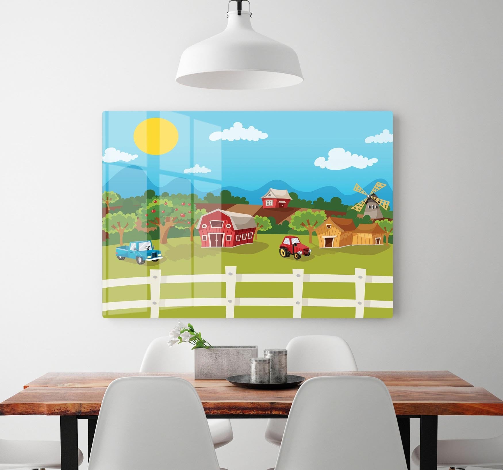 apple garden in rural landscape HD Metal Print - Canvas Art Rocks - 2