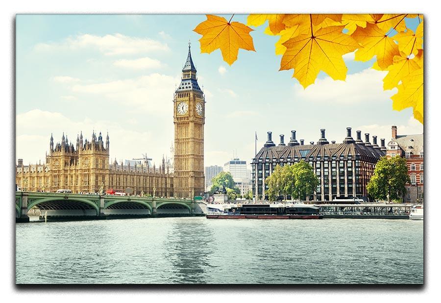 autumn leaves and Big Ben London Canvas Print or Poster  - Canvas Art Rocks - 1