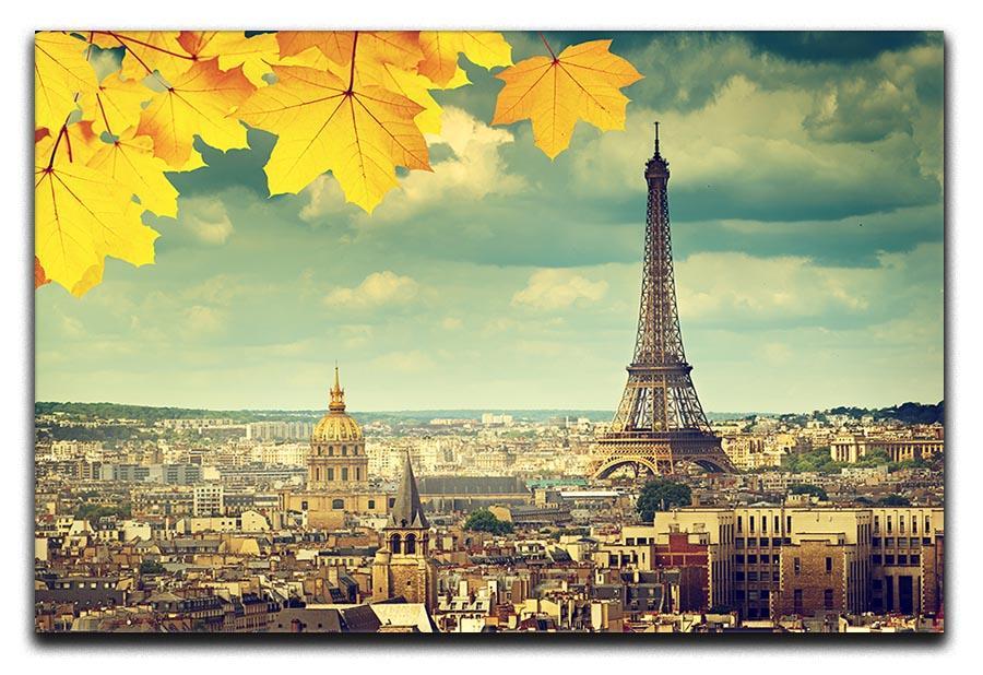 autumn leaves in Paris and Eiffel tower Canvas Print or Poster  - Canvas Art Rocks - 1