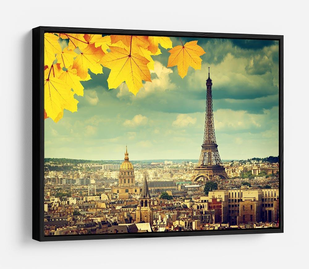 autumn leaves in Paris and Eiffel tower HD Metal Print