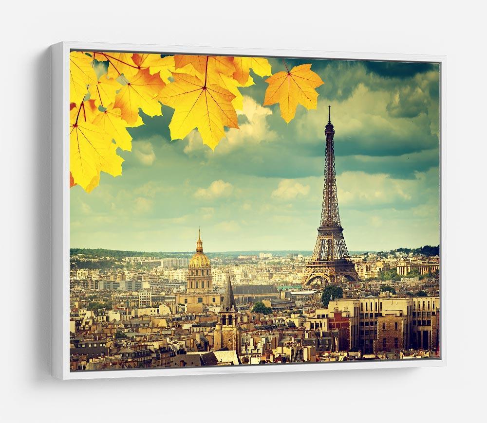 autumn leaves in Paris and Eiffel tower HD Metal Print