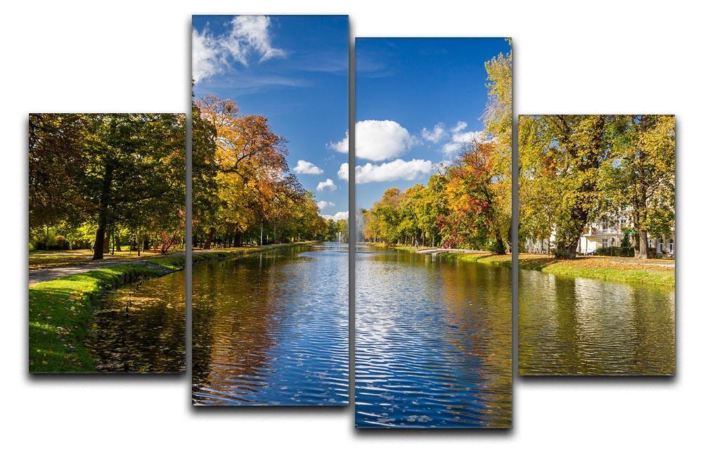 autumn park on the river 4 Split Panel Canvas  - Canvas Art Rocks - 1