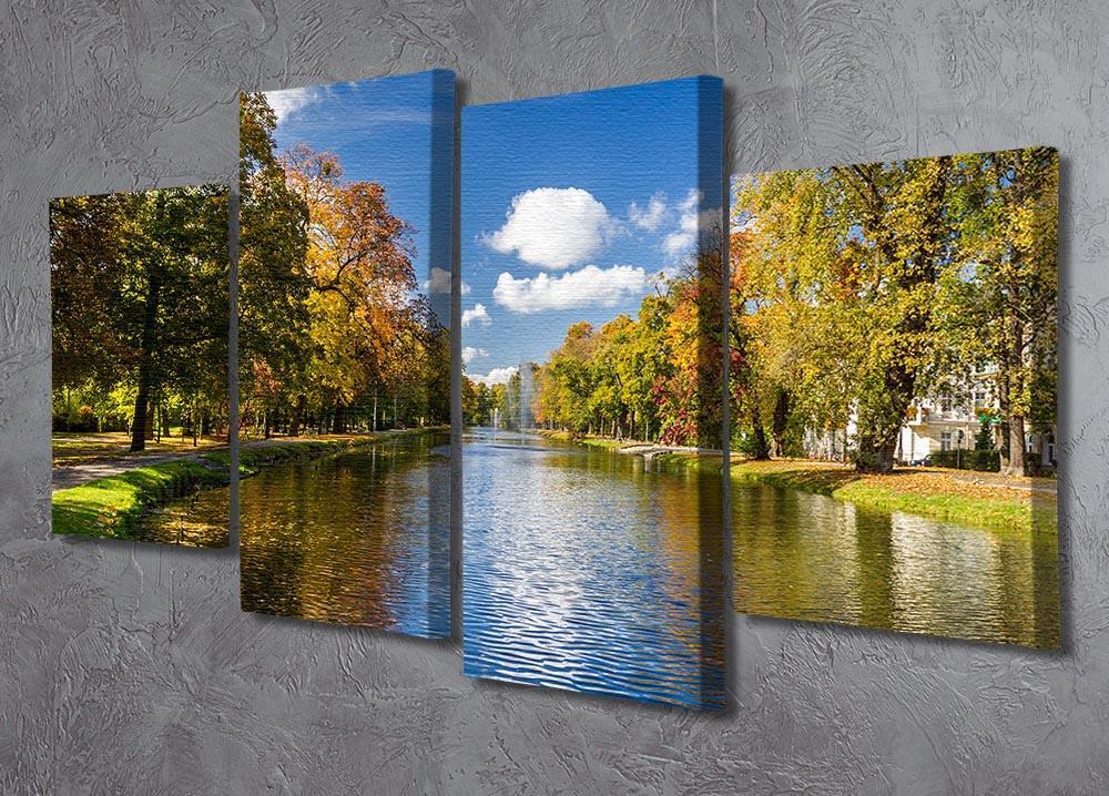 autumn park on the river 4 Split Panel Canvas  - Canvas Art Rocks - 2