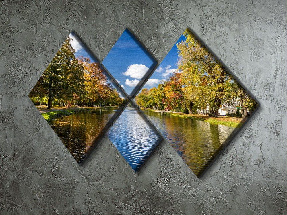 autumn park on the river 4 Square Multi Panel Canvas  - Canvas Art Rocks - 2