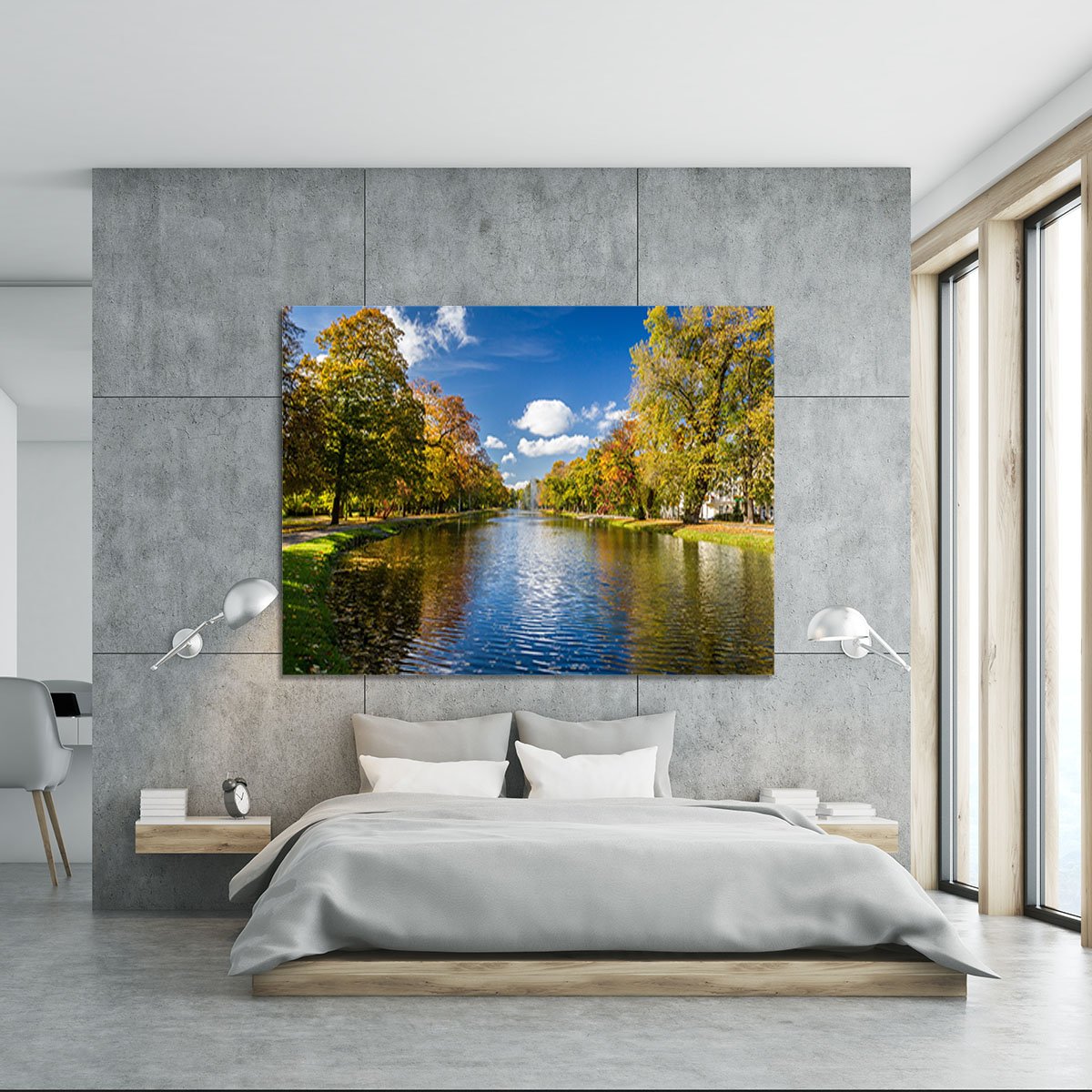 autumn park on the river Canvas Print or Poster