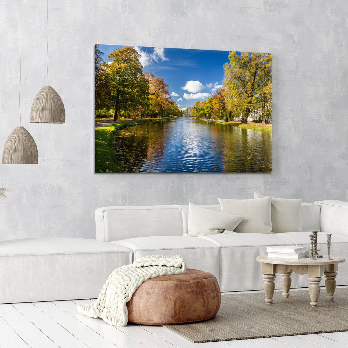 autumn park on the river Canvas Print or Poster