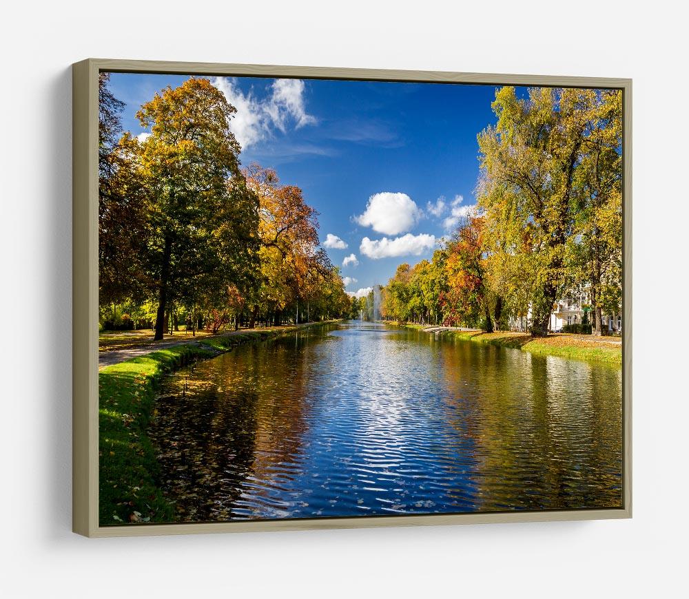 autumn park on the river HD Metal Print