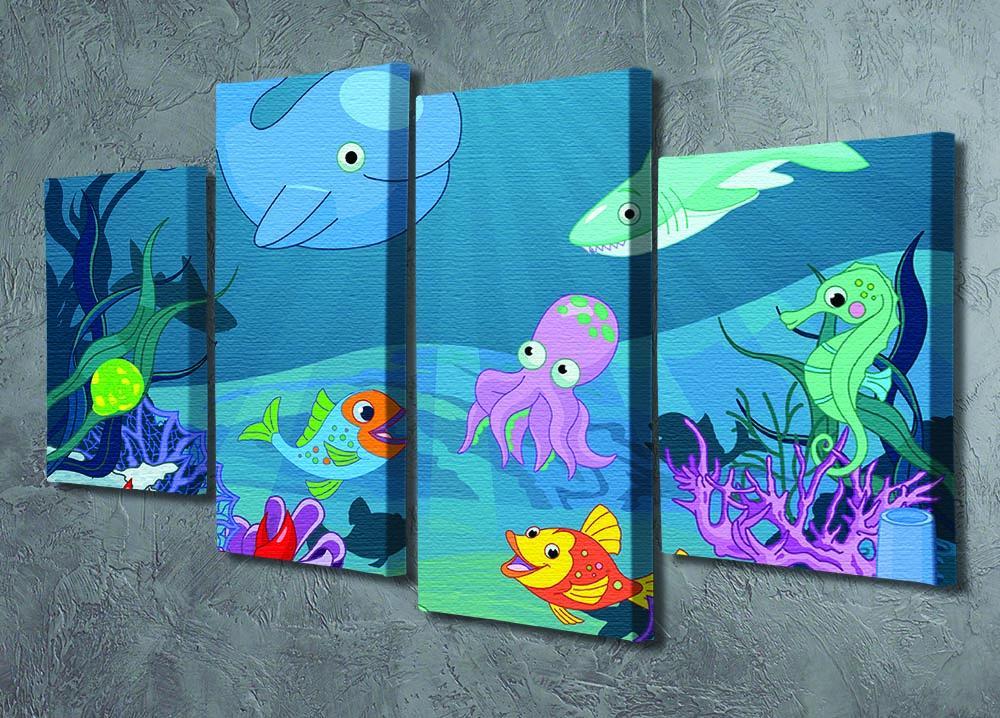 background of an underwater life 4 Split Panel Canvas - Canvas Art Rocks - 2