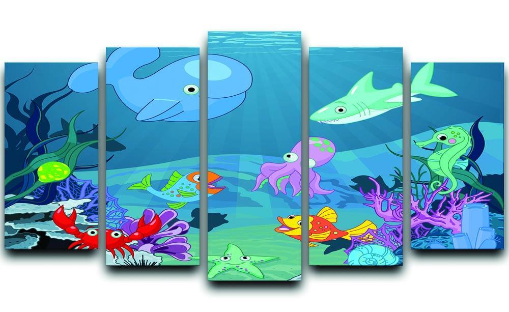 background of an underwater life 5 Split Panel Canvas - Canvas Art Rocks - 1