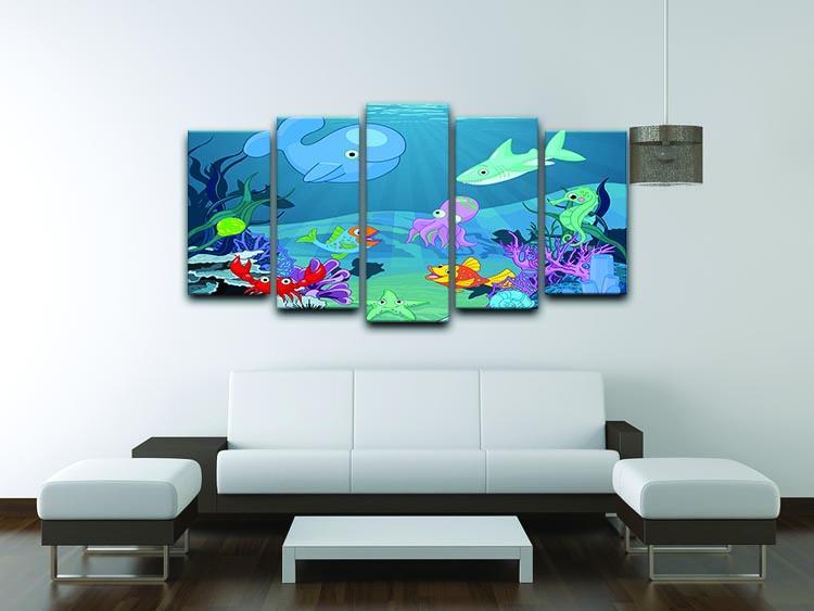 background of an underwater life 5 Split Panel Canvas - Canvas Art Rocks - 3