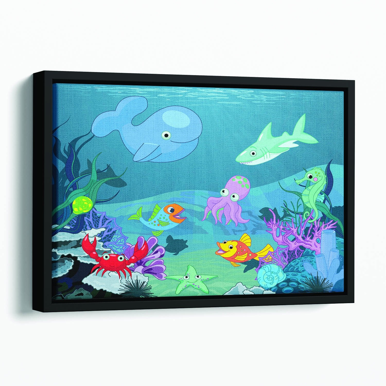 background of an underwater life Floating Framed Canvas