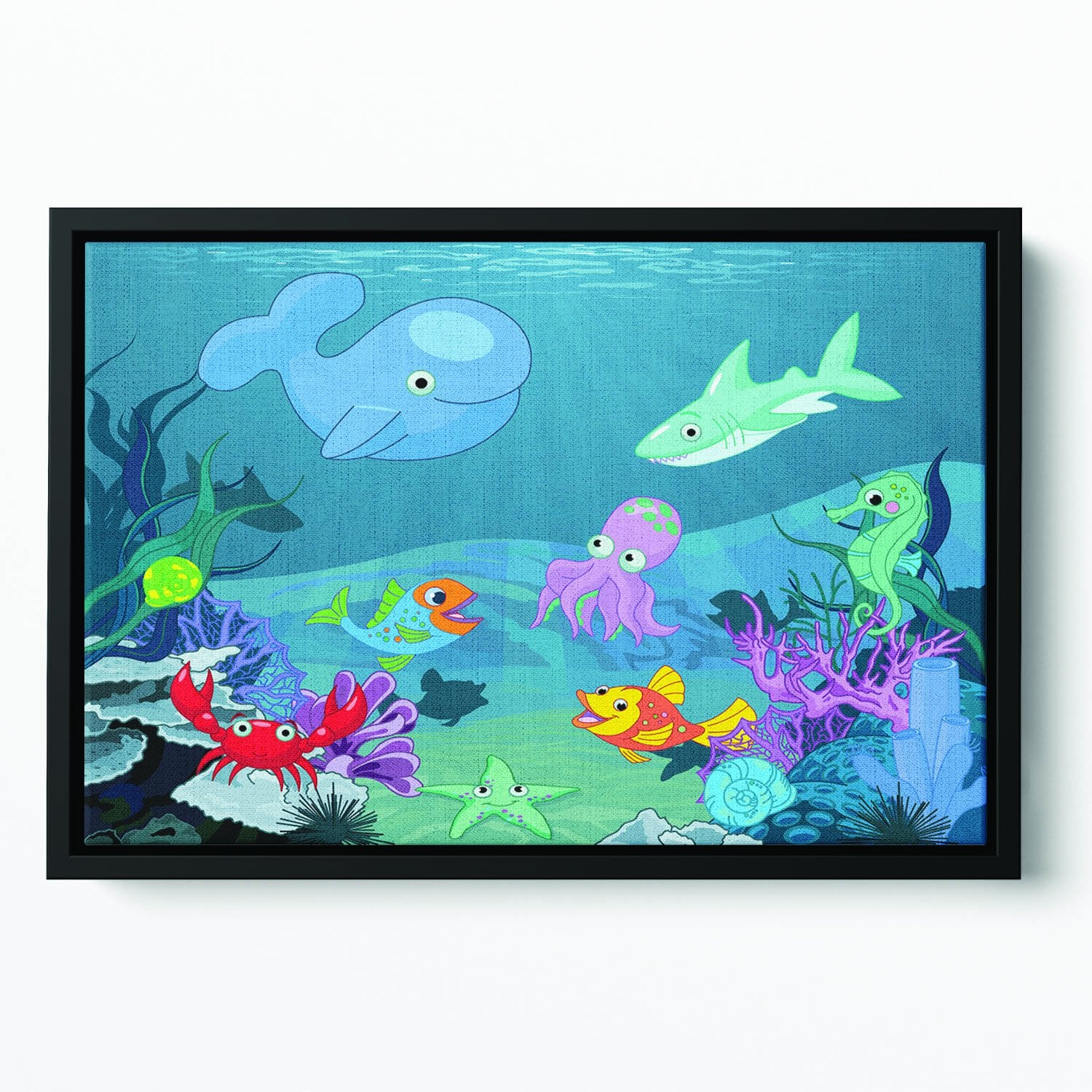 background of an underwater life Floating Framed Canvas
