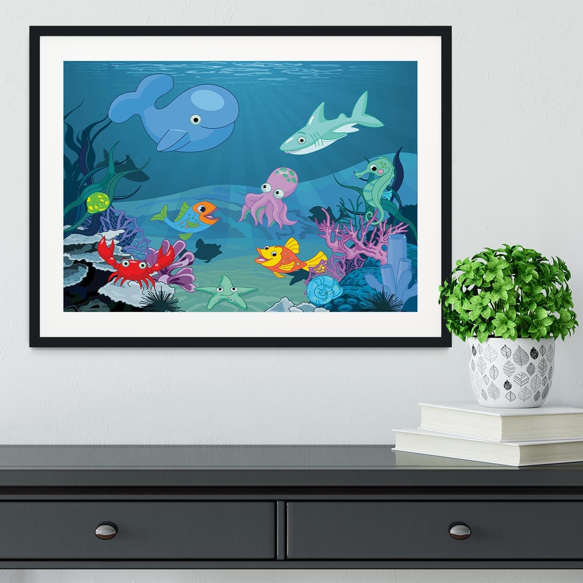 background of an underwater life Framed Print - Canvas Art Rocks - 1