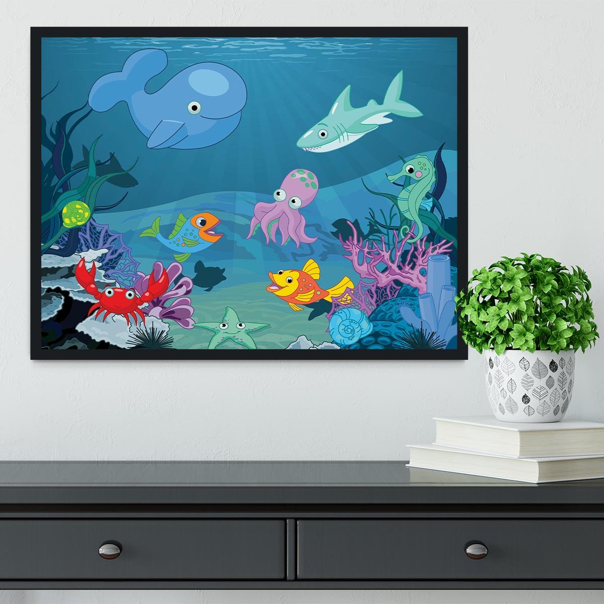 background of an underwater life Framed Print - Canvas Art Rocks - 2