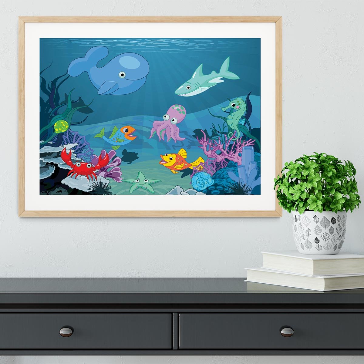background of an underwater life Framed Print - Canvas Art Rocks - 3