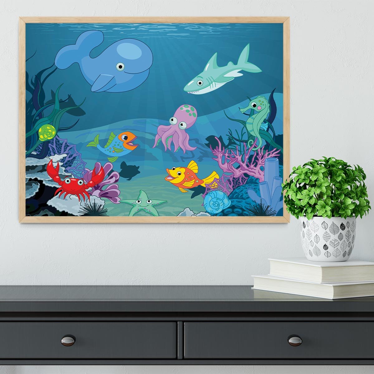 background of an underwater life Framed Print - Canvas Art Rocks - 4