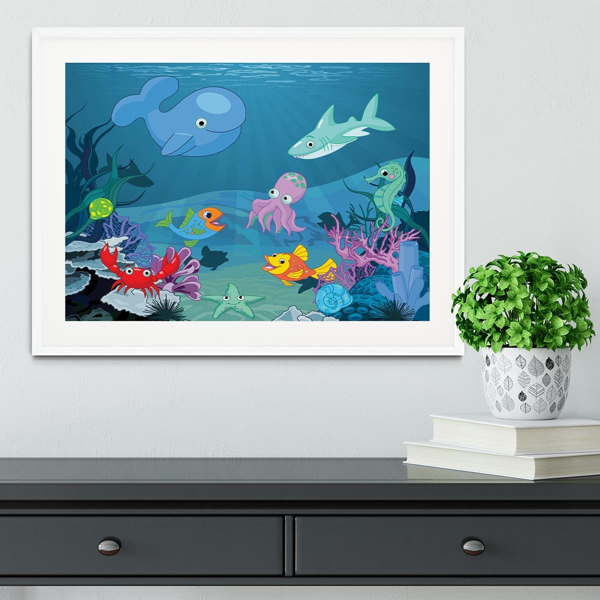 background of an underwater life Framed Print - Canvas Art Rocks - 5