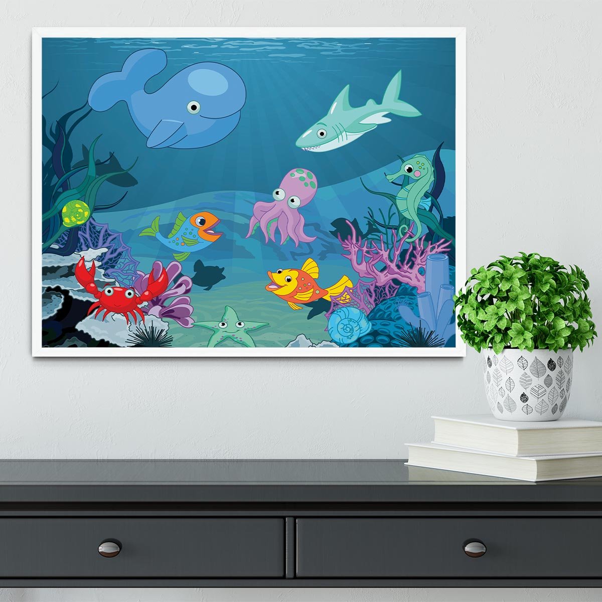 background of an underwater life Framed Print - Canvas Art Rocks -6