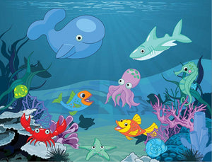 background of an underwater life Wall Mural Wallpaper - Canvas Art Rocks - 1